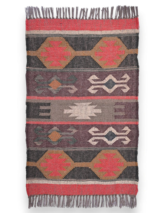 alfombras kililm pasillo 60x90 multicolor necha a mano en fibras naturales