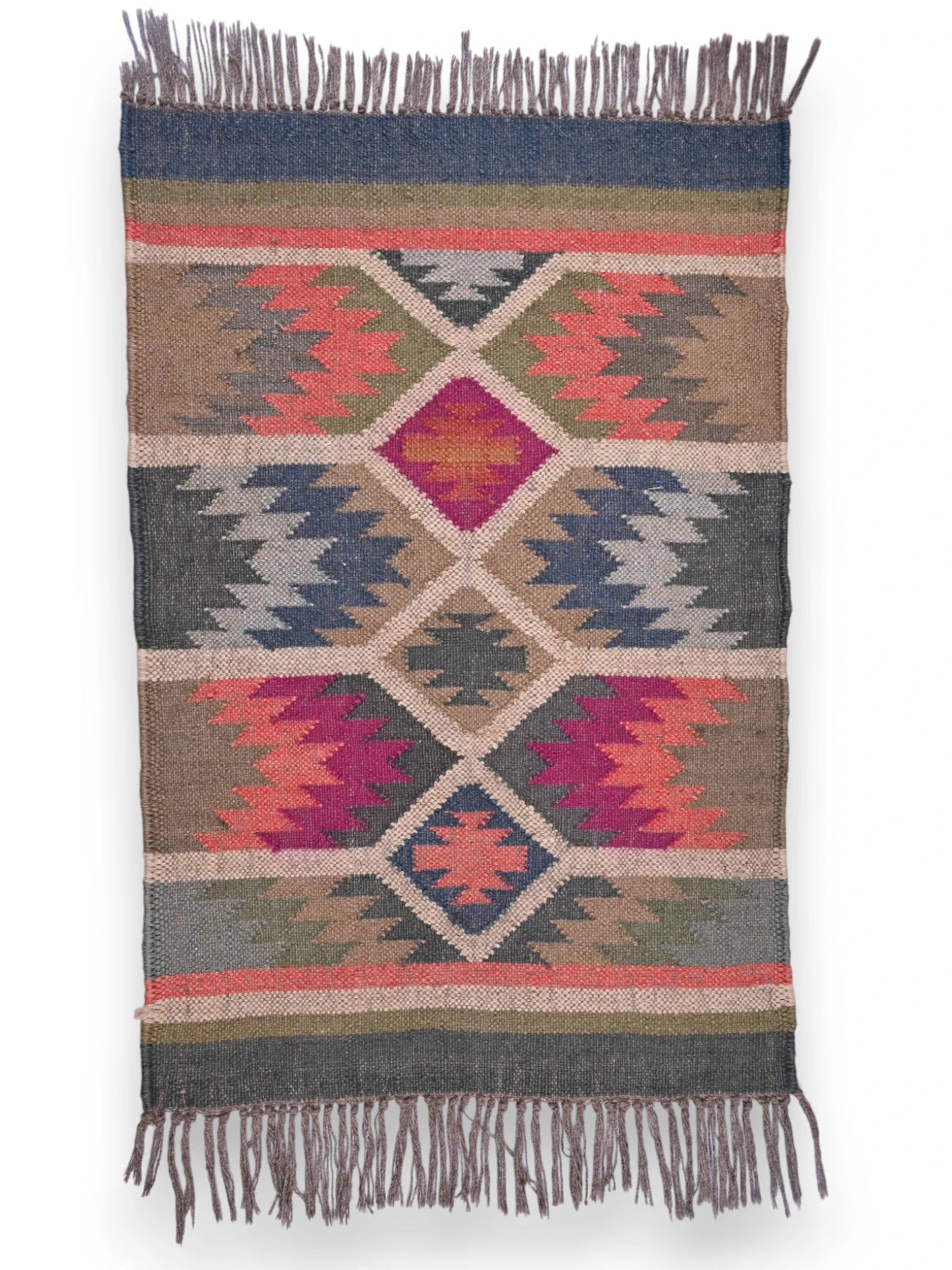 alfombras kililm pasillo 60x90  multicolor necha a mano en fibras naturales