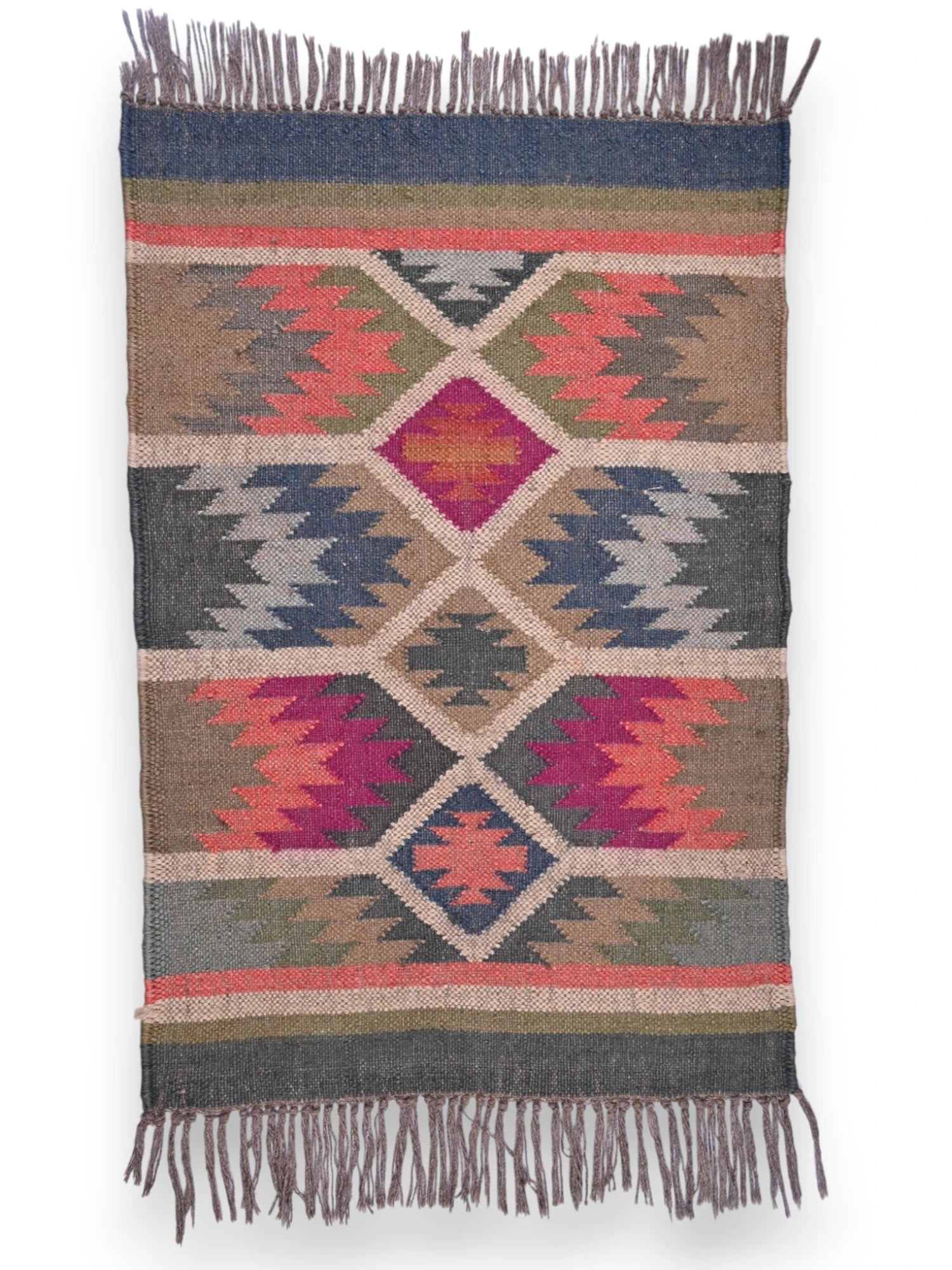 alfombras kililm pasillo 60x90  multicolor necha a mano en fibras naturales