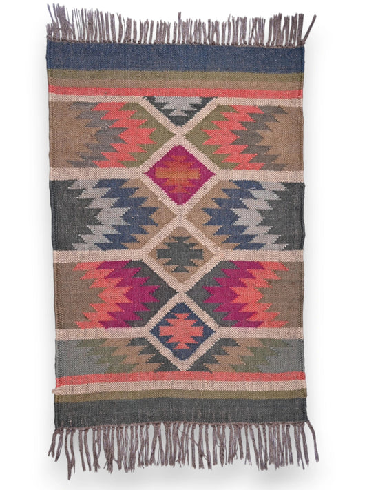 alfombras kililm pasillo 60x90  multicolor necha a mano en fibras naturales