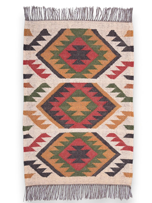 alfombras kililm pasillo 60x90 multicolor necha a mano en fibras naturales
