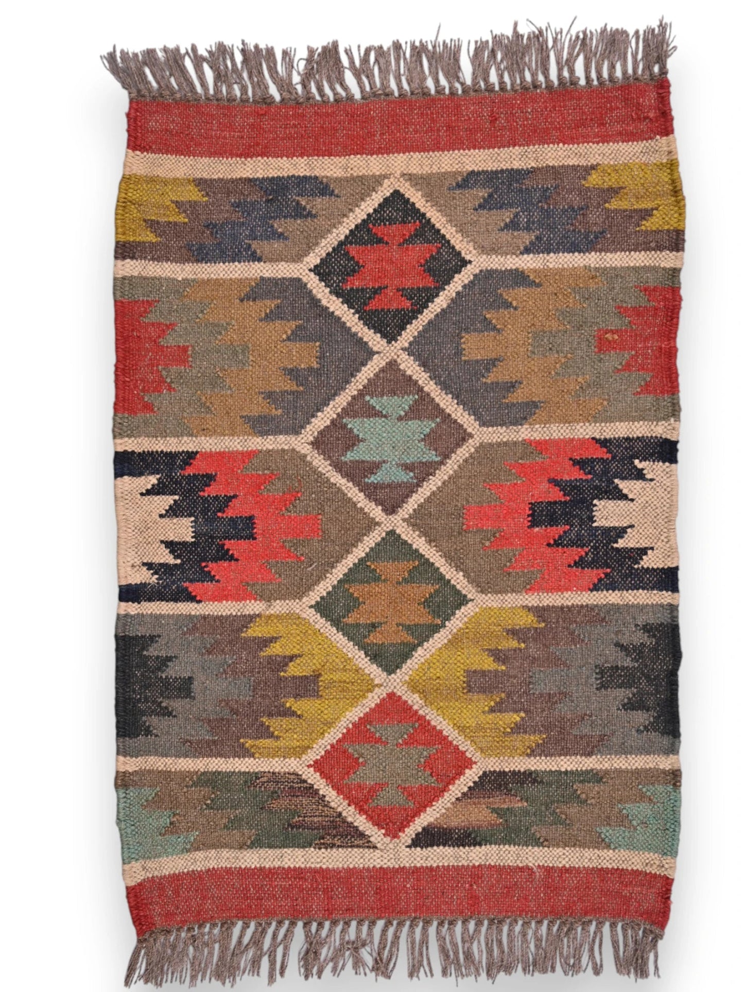 alfombras kililm pasillo 60x90 multicolor necha a mano en fibras naturales
