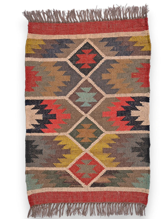 alfombras kililm pasillo 60x90 multicolor necha a mano en fibras naturales
