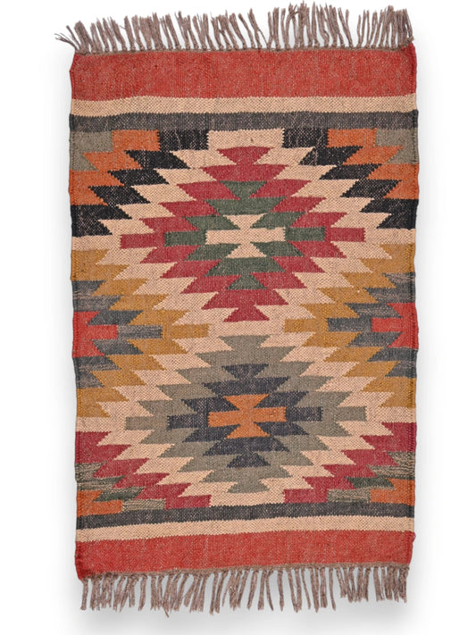 alfombras kililm pasillo 60x90 multicolor necha a mano en fibras naturales
