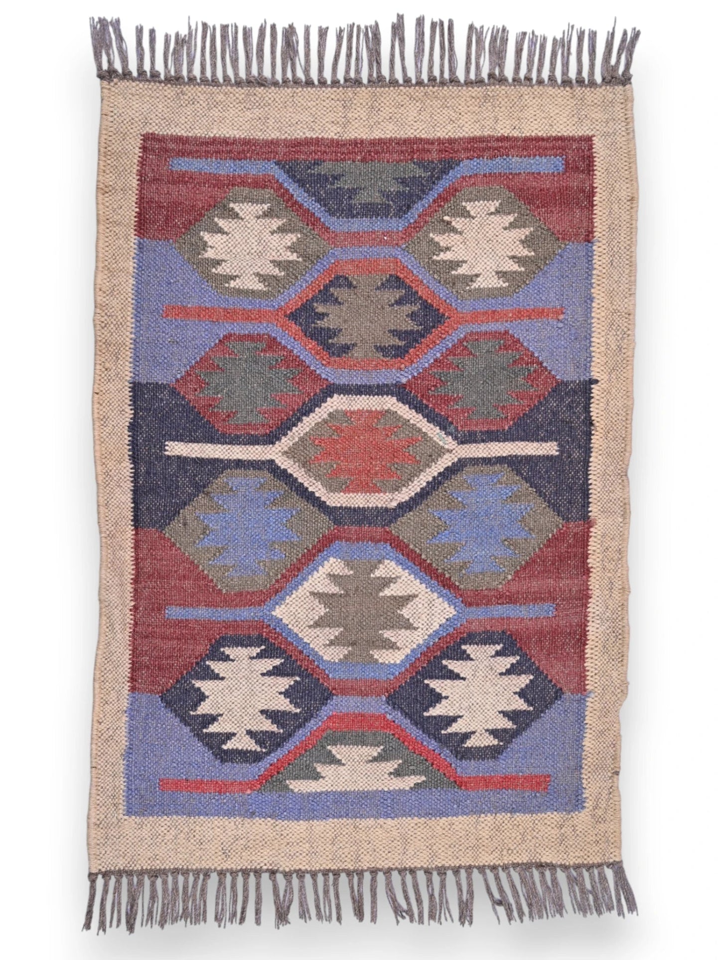 alfombras kililm pasillo 60x90 multicolor necha a mano en fibras naturales