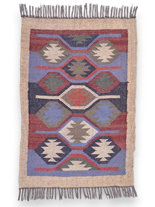 alfombras kililm pasillo 60x90 multicolor necha a mano en fibras naturales