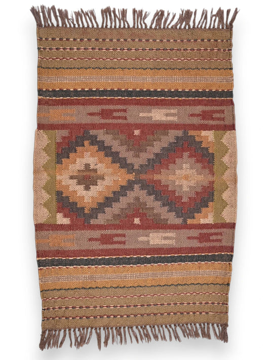 alfombras kililm pasillo 60x90 multicolor necha a mano en fibras naturales