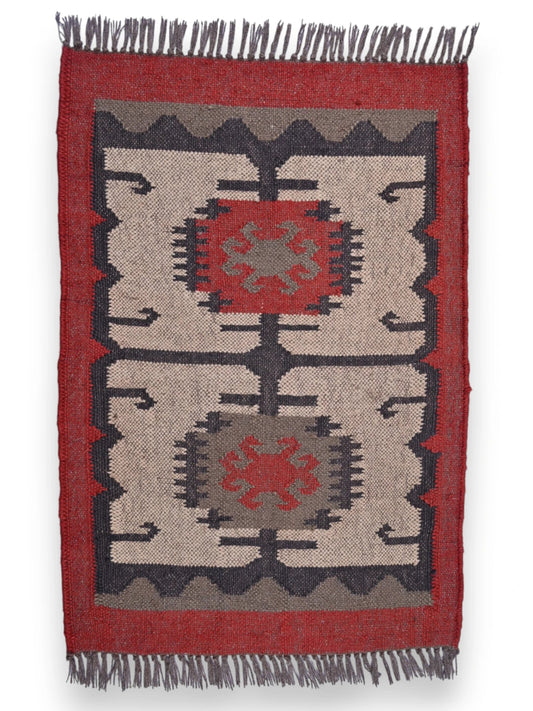 alfombras kililm pasillo 60x90 multicolor necha a mano en fibras naturales
