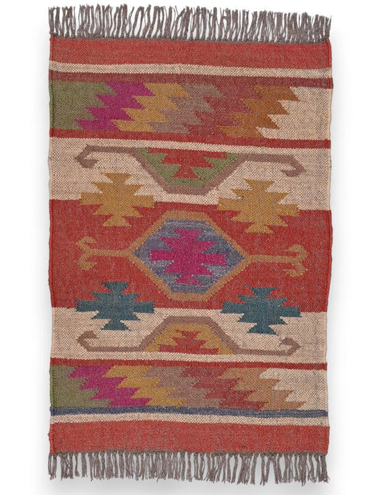 alfombras kilim pasillo 60x90 multicolor hecha a mano en fibras naturales