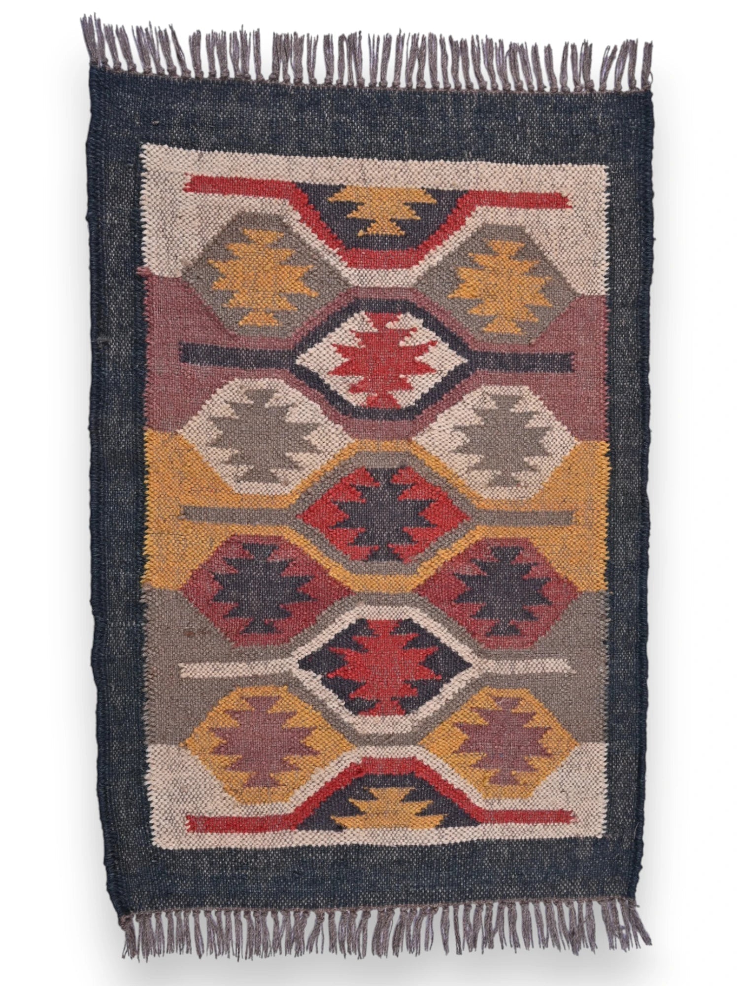 alfombras kililm pasillo 60x90 multicolor necha a mano en fibras naturales