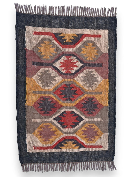 alfombras kililm pasillo 60x90 multicolor necha a mano en fibras naturales