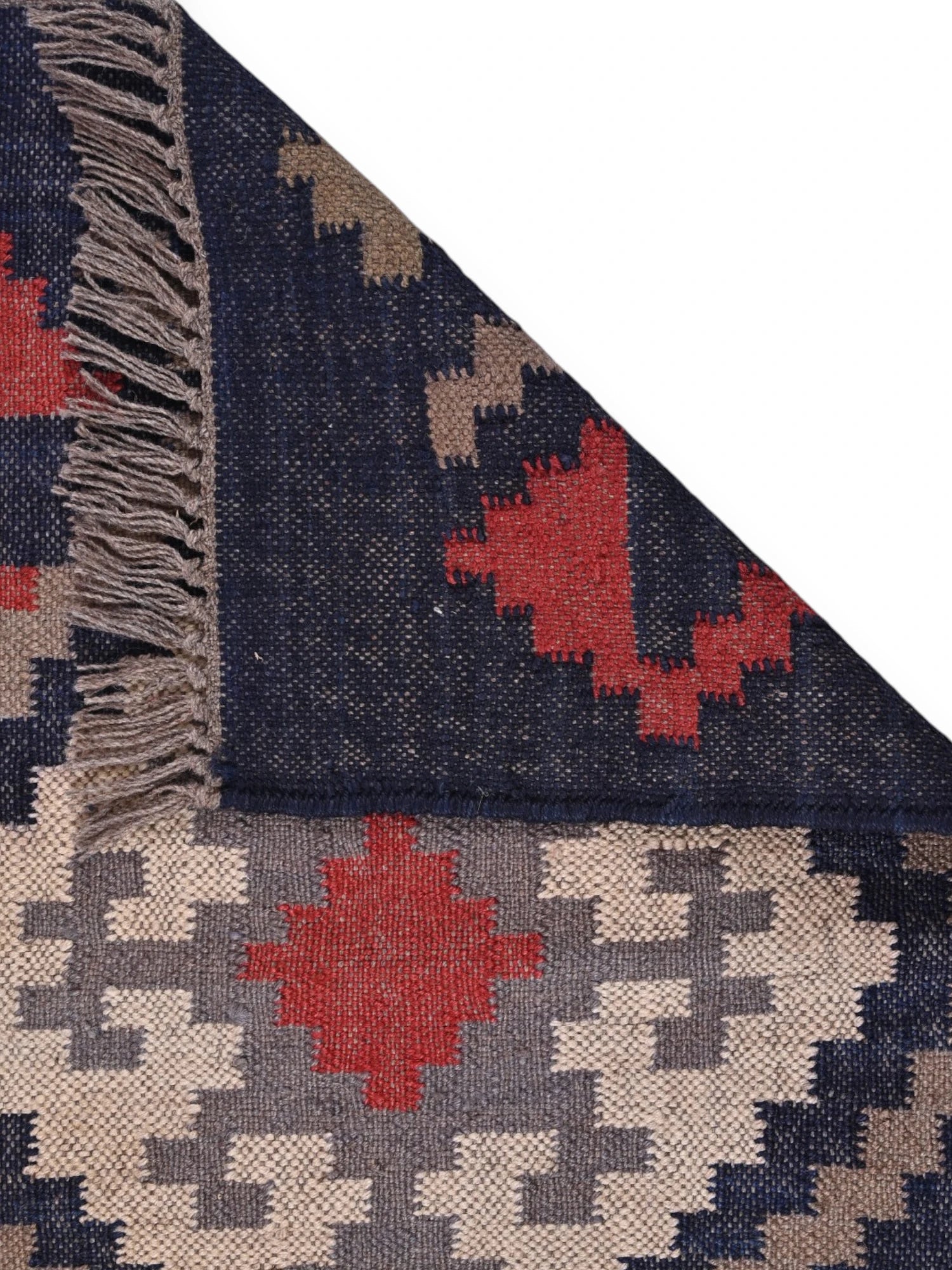 detalle de alfombra kilim pasillo 60x90 multicolor hecha a mano en fibras naturales
