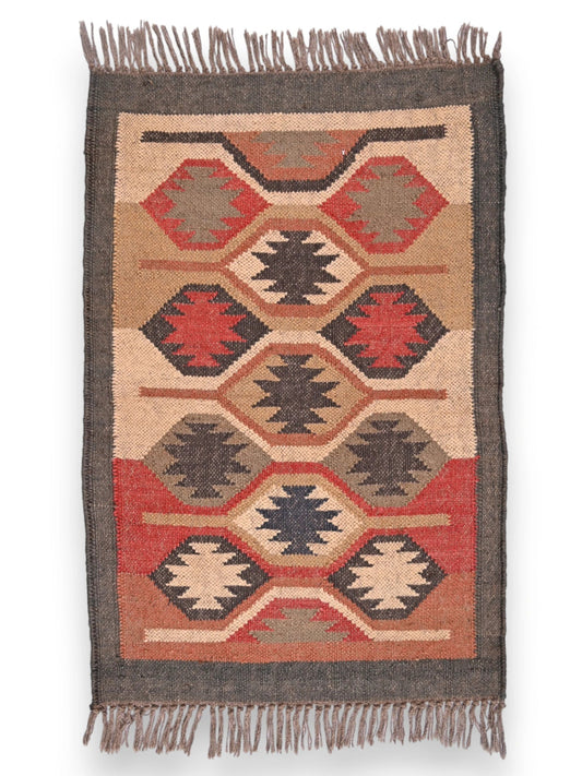 alfombras kililm pasillo 60x90 multicolor necha a mano en fibras naturales