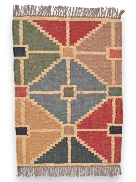 alfombras kilim pasillo 60x90 multicolor hecha a mano en fibras naturales