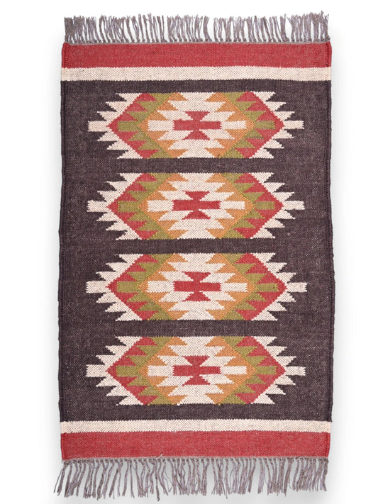 alfombras kililm pasillo 60x90 multicolor necha a mano en fibras naturales