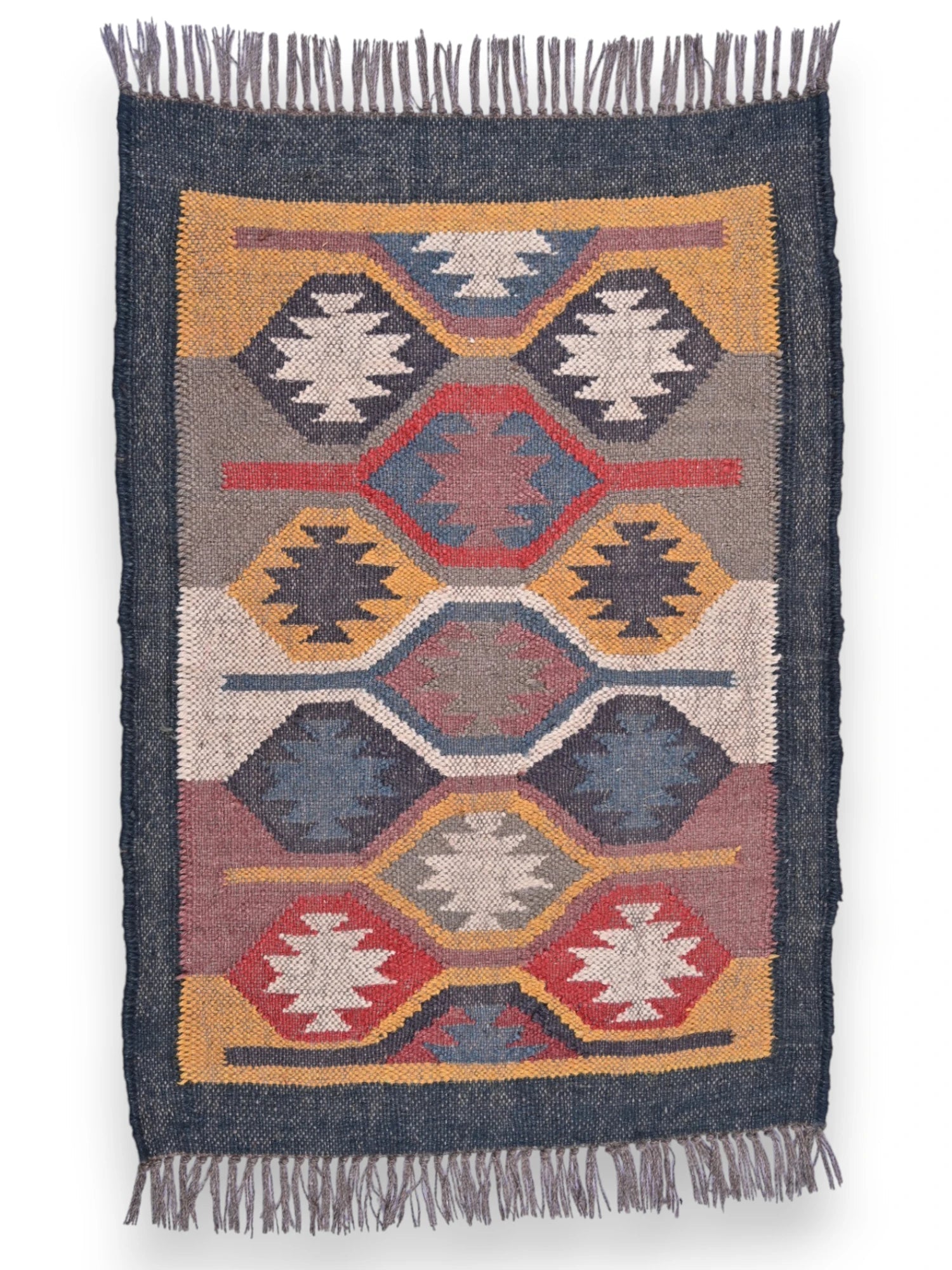 alfombras kililm pasillo 60x90 multicolor necha a mano en fibras naturales