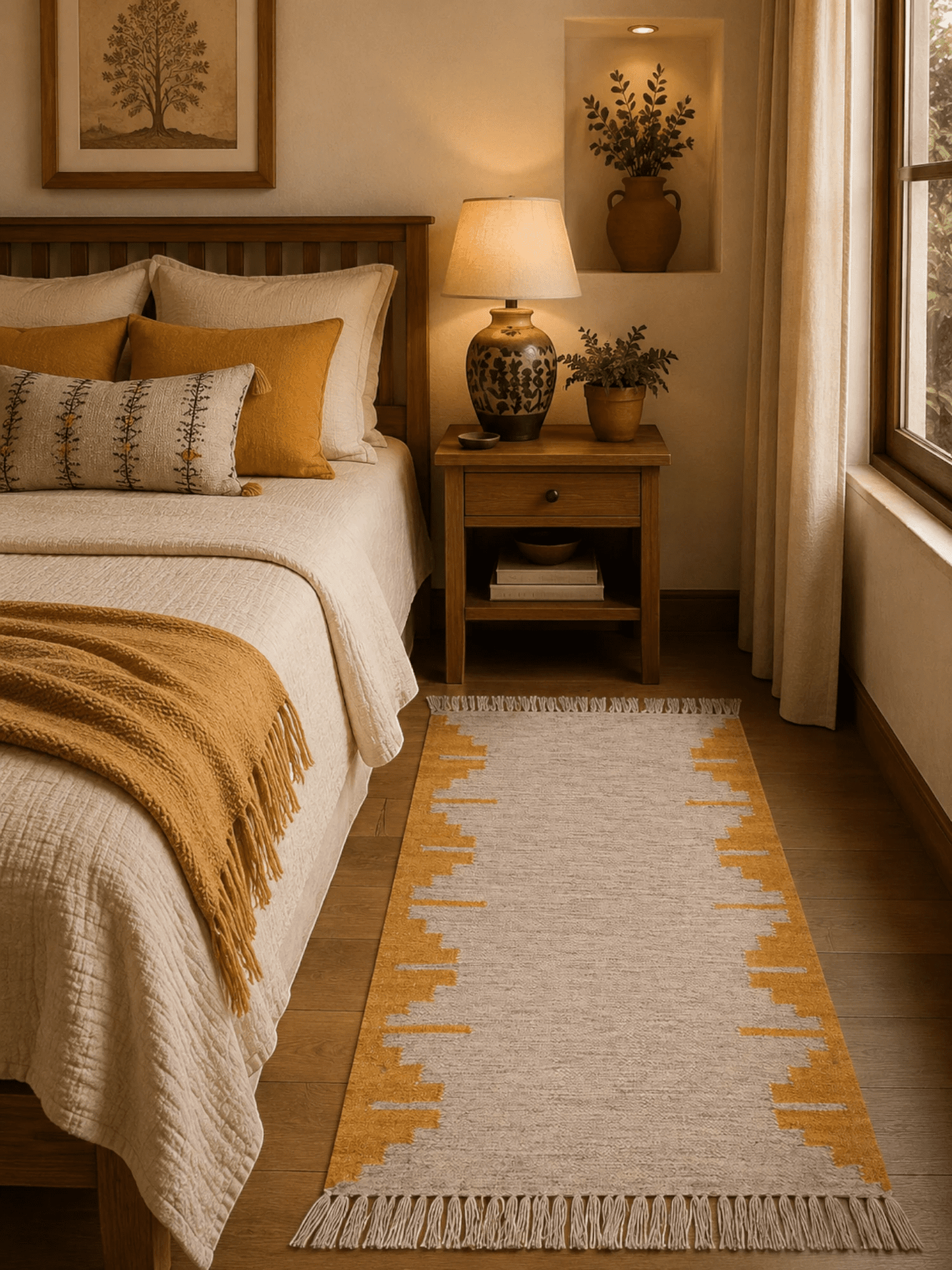 Alfombra Kilim 60x90 cms para (comedor, salón, dormitorio...dinning, living,  room) multicolor de yute y lana.