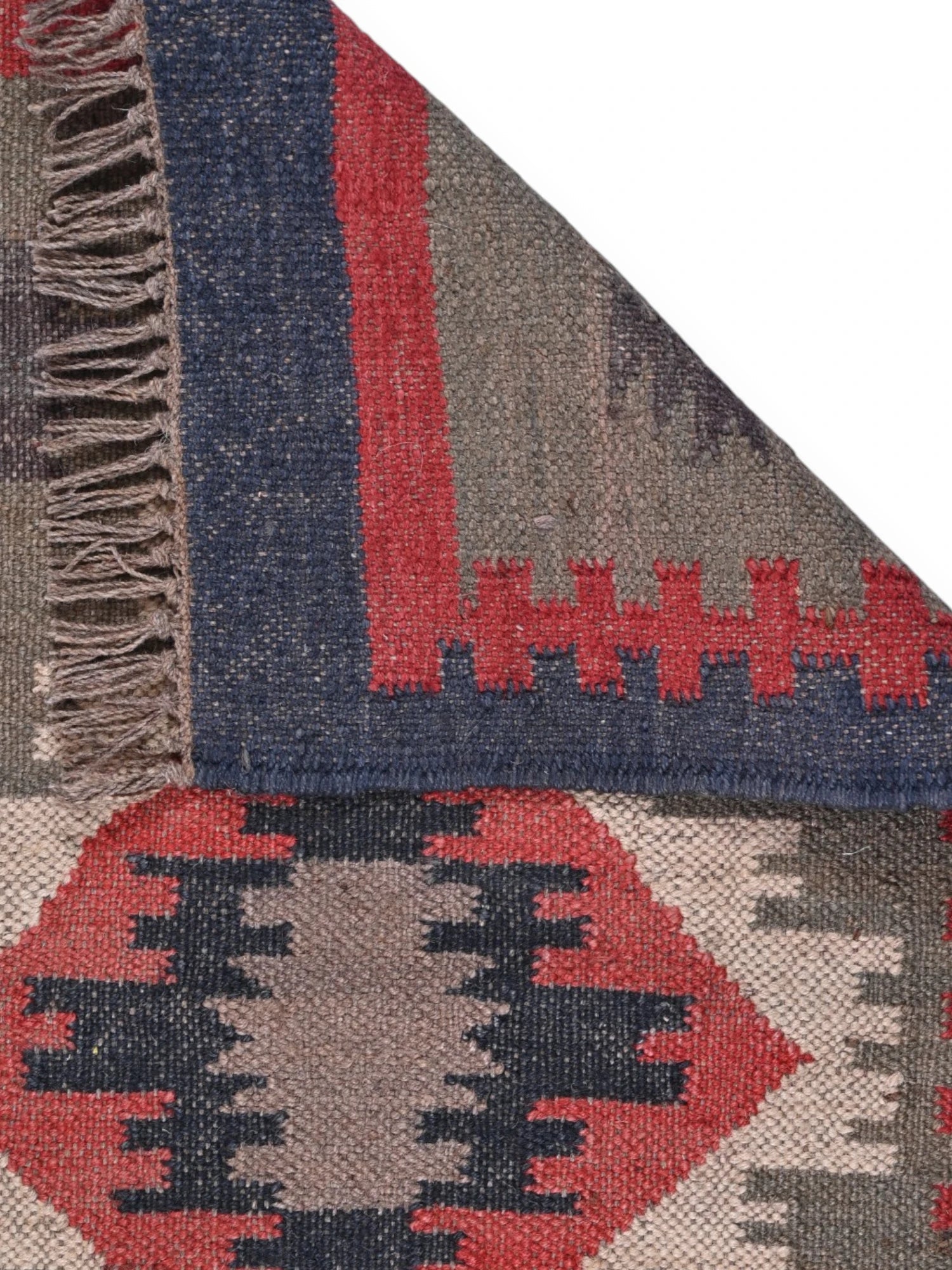 Detalle de alfombras kililm pasillo 60x90  multicolor necha a mano en fibras naturales