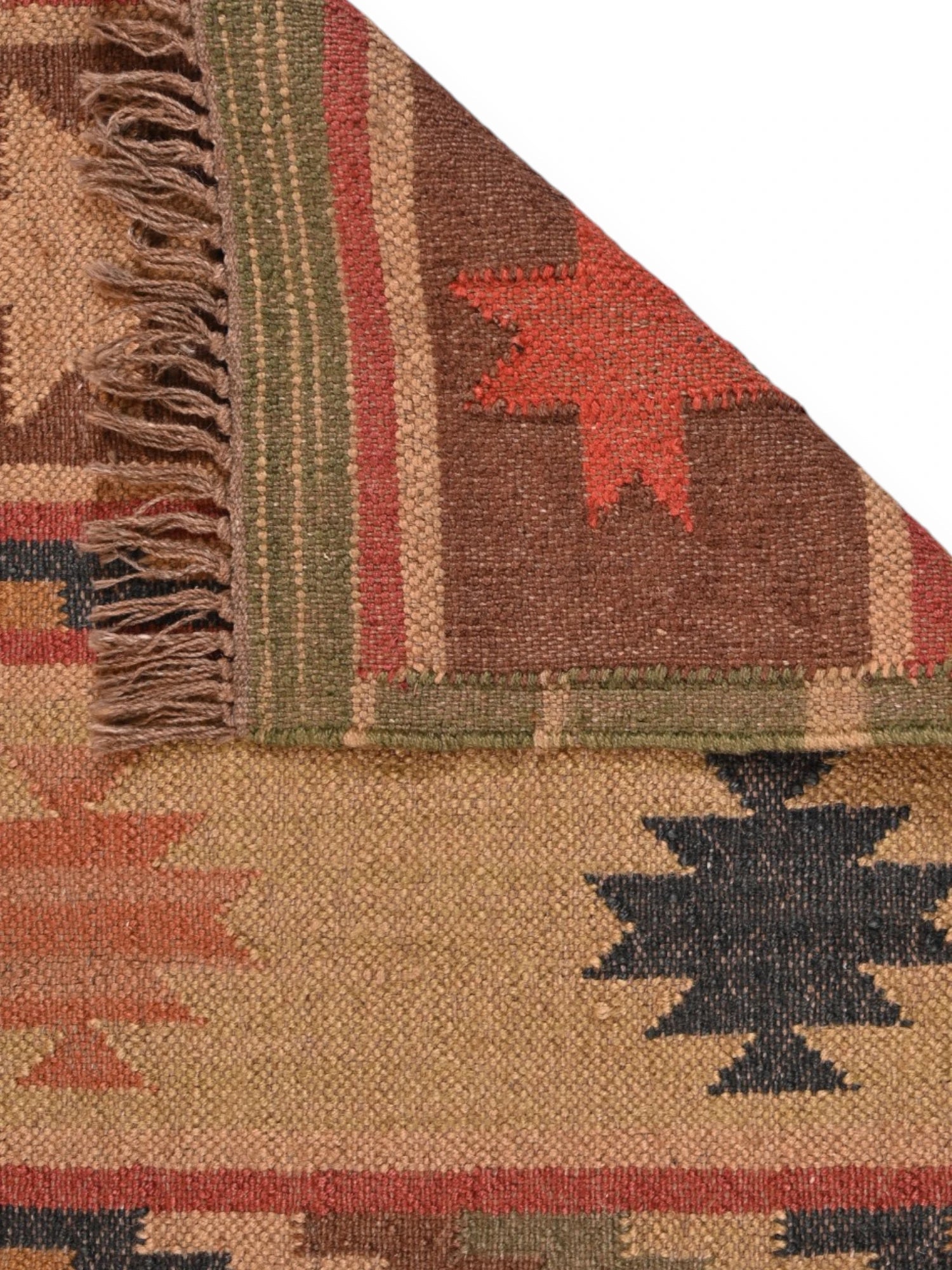Detalle de alfombras kililm pasillo 60x90  multicolor necha a mano en fibras naturales