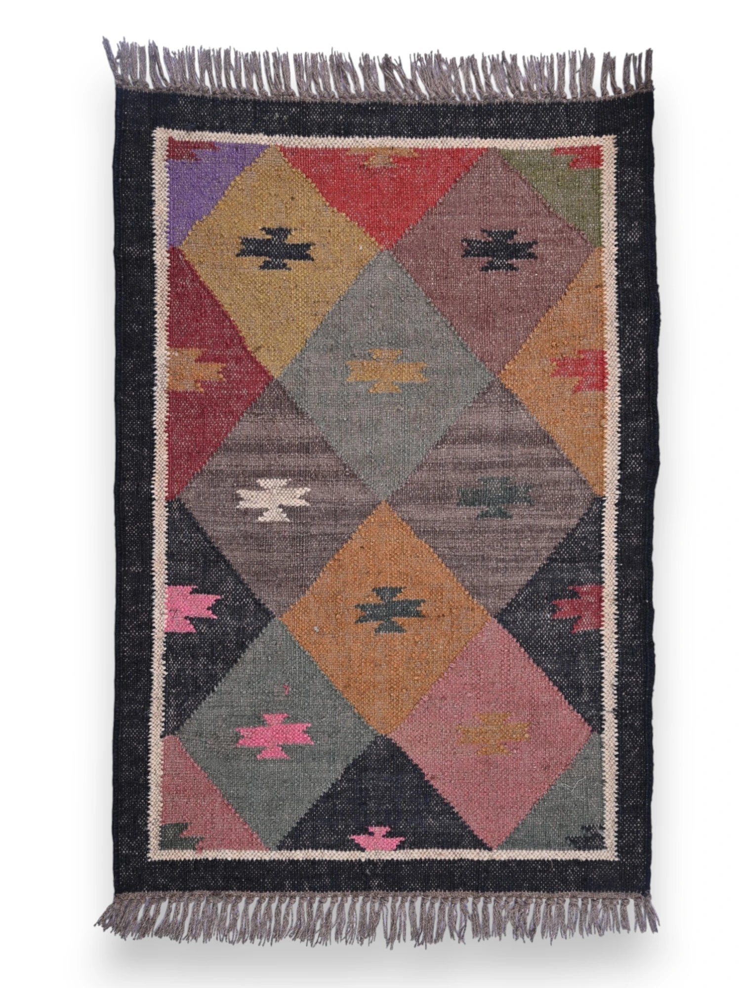 alfombras kililm pasillo 60x90 multicolor necha a mano en fibras naturales

