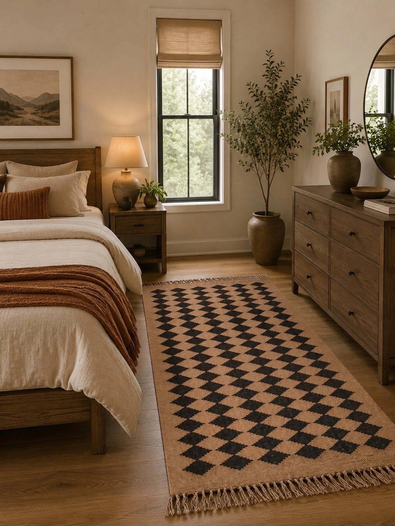 Alfombra Kilim  75x120  marrón   para (comedor, salón, dormitorio...dinning, living,  room) marrón de yute y lana.