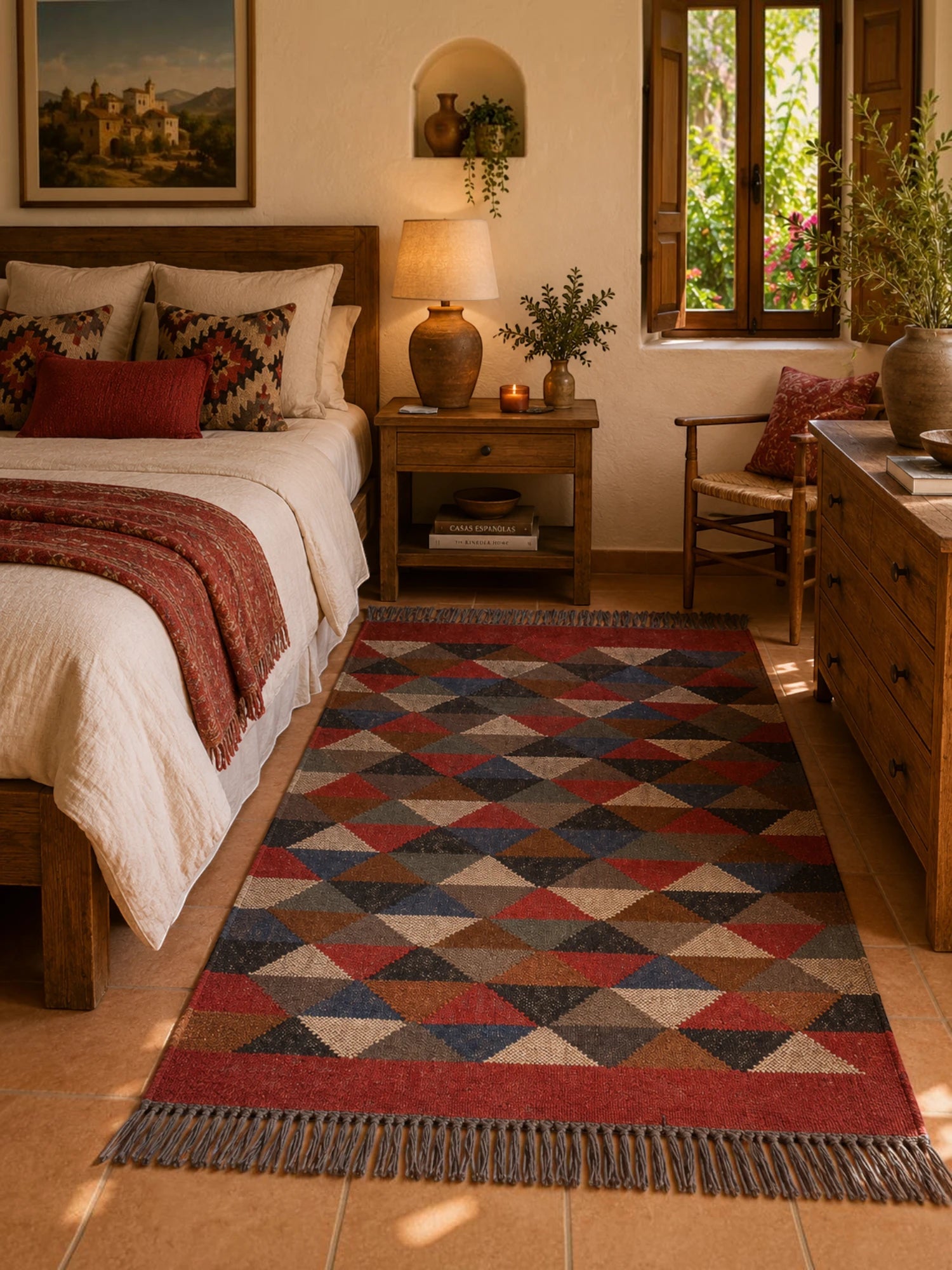 Alfombra Kilim 75x120 para (comedor, salón, dormitorio...dinning, living,  room) multicolor de yute y lana.