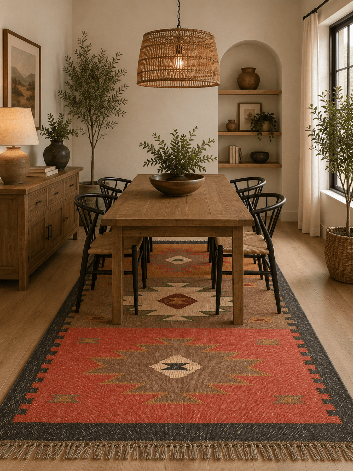 Alfombra Kilim 75x120para (comedor, salón, dormitorio...dinning, living,  room) multicolor de yute y lana.