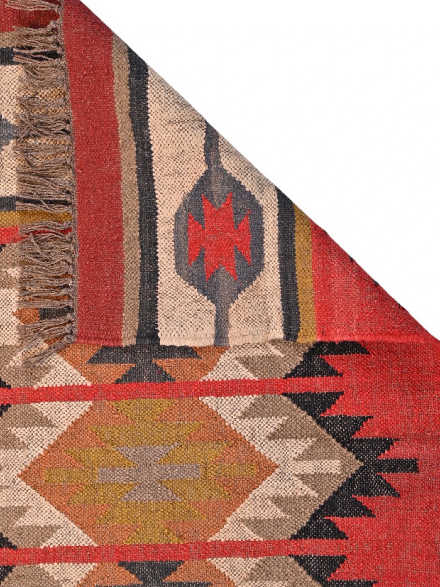 Detalle de alfombras kililm pasillo 75x120   multicolor necha a mano en fibras naturales