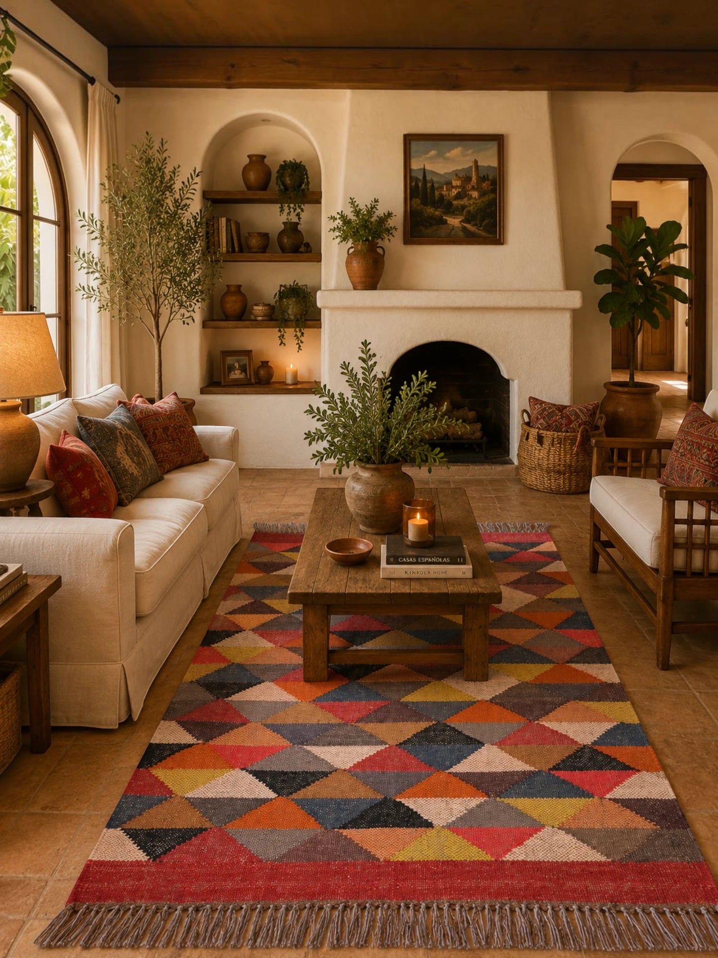 Alfombra Kilim 75x120 para (comedor, salón, dormitorio...dinning, living,  room) multicolor de yute y lana.
