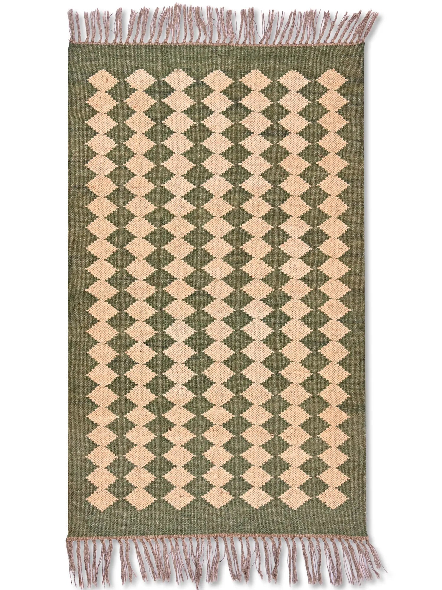 alfombras kililm pasillo 75x120 beige verde necha a mano en fibras naturales
