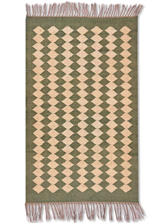 alfombras kililm pasillo 75x120 beige verde necha a mano en fibras naturales
