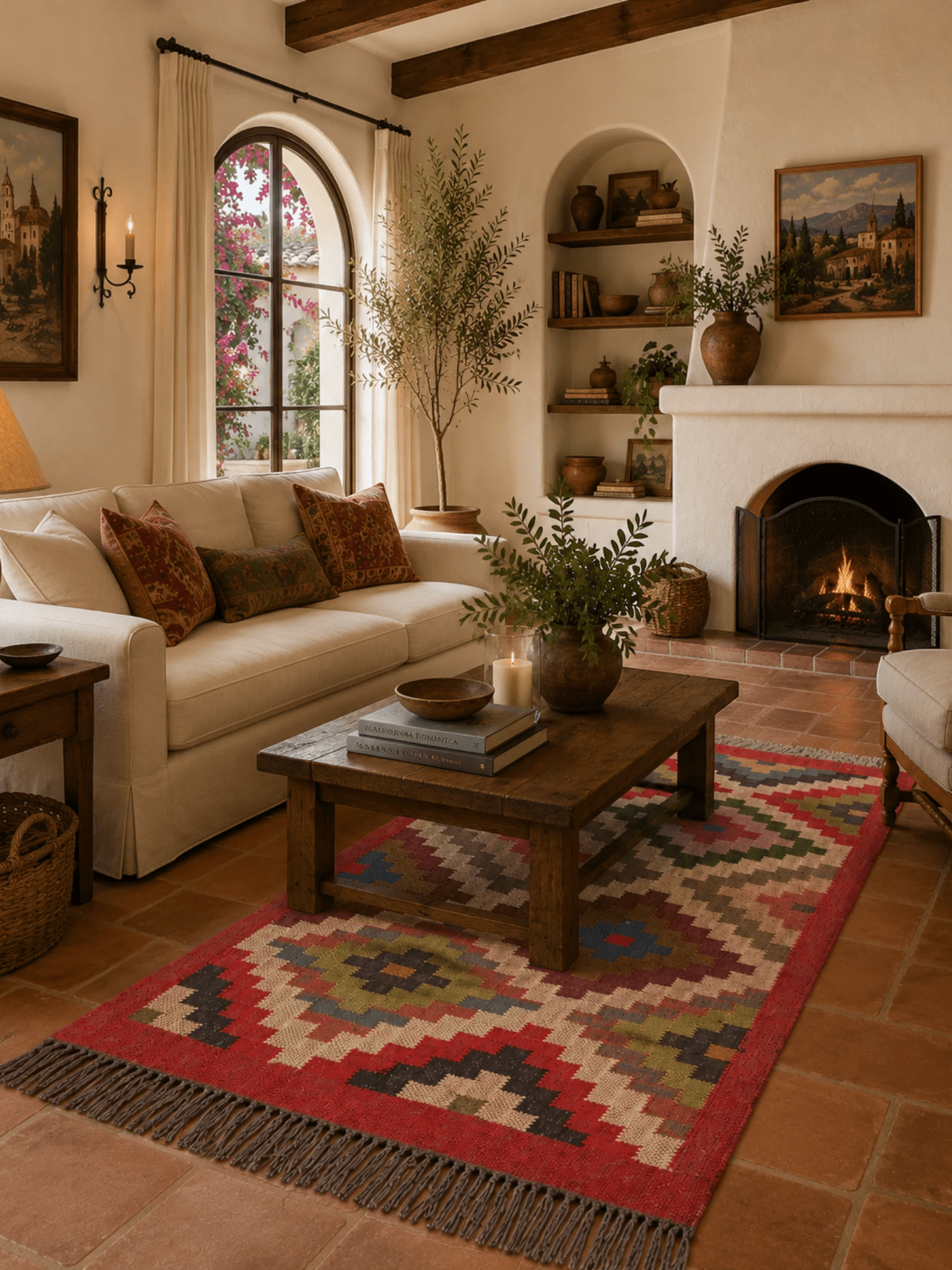 Alfombra Kilim 75x120 para (comedor, salón, dormitorio...dinning, living,  room) multicolor de yute y lana.