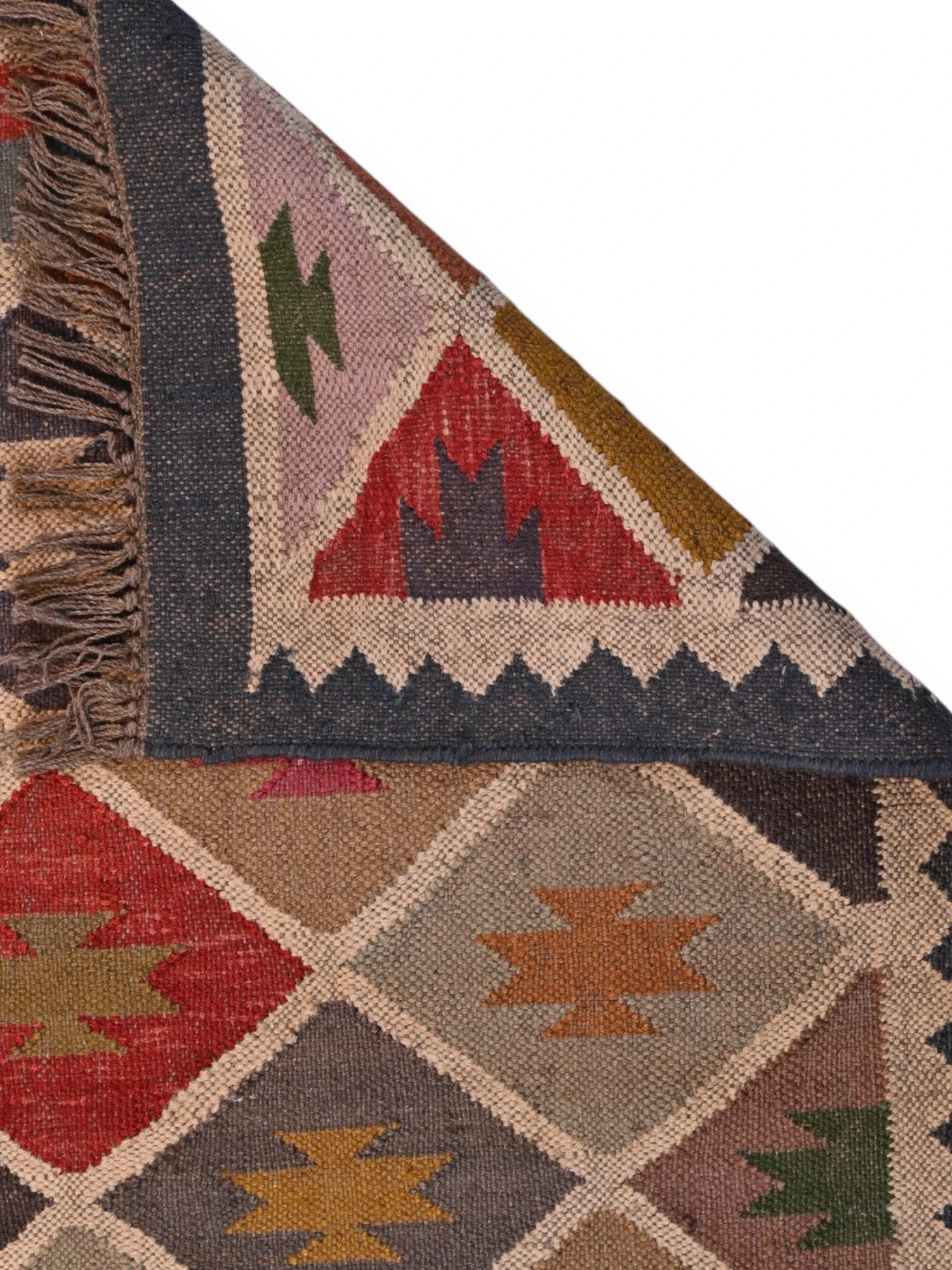 Detalle de alfombras kililm pasillo 75x120   multicolor necha a mano en fibras naturales