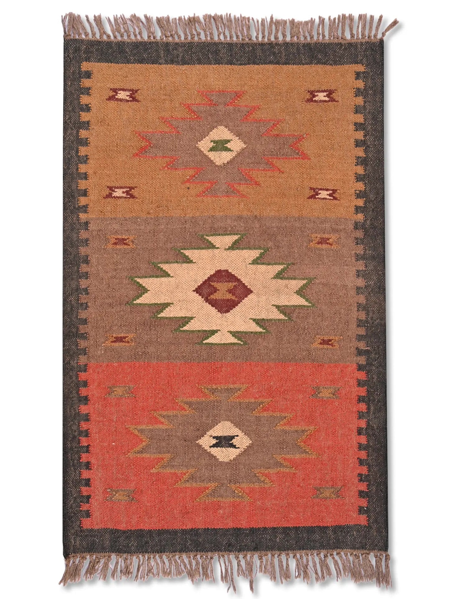 alfombras kililm pasillo 75x120  beige verde necha a mano en fibras naturales