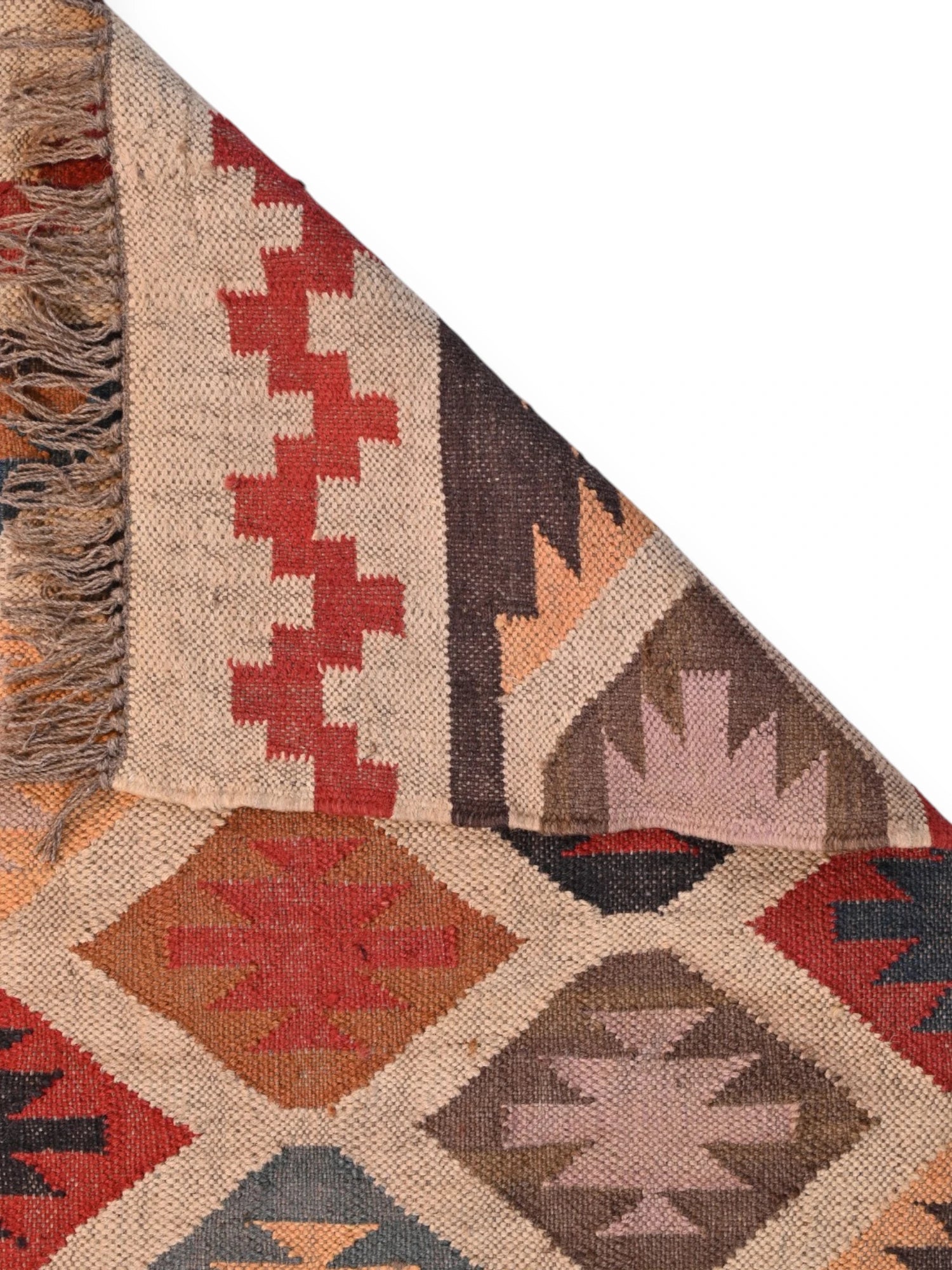 Detalle de alfombras kililm pasillo 75x120   multicolor necha a mano en fibras naturales