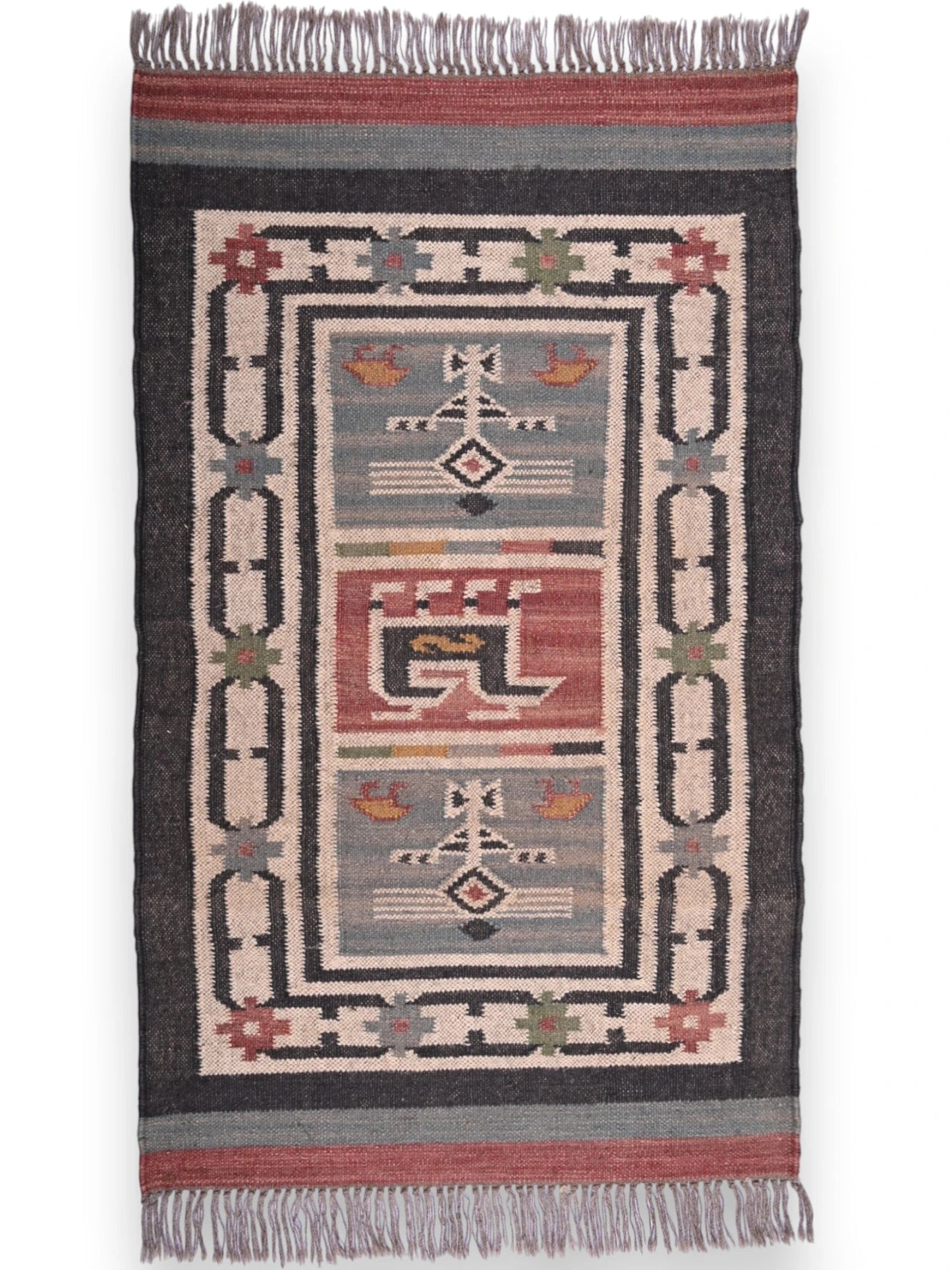 alfombras kililm pasillo 75x120 multicolor necha a mano en fibras naturales
