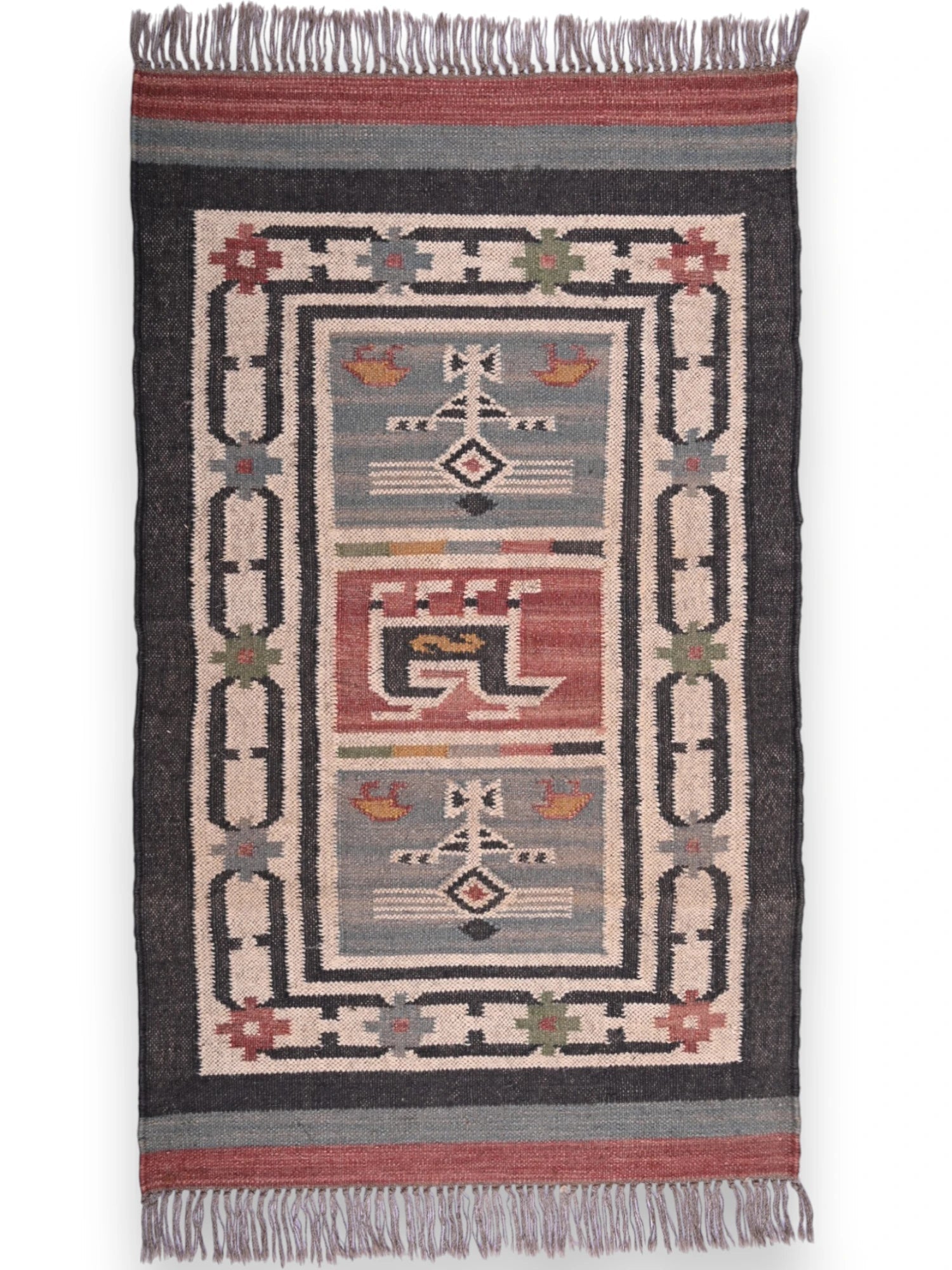 alfombras kililm pasillo 75x120 multicolor necha a mano en fibras naturales
