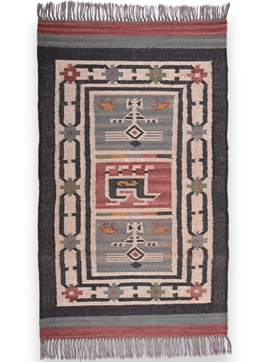 alfombras kililm pasillo 75x120 multicolor necha a mano en fibras naturales
