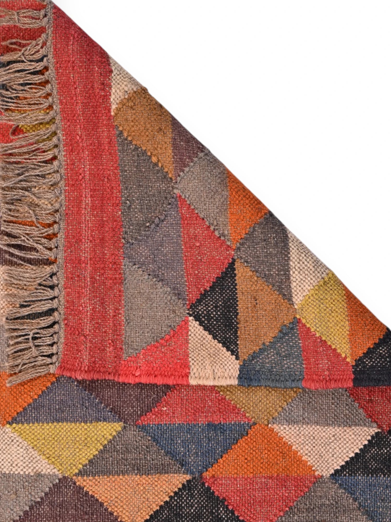 Detalle de alfombras kililm pasillo 75x120   multicolor necha a mano en fibras naturales
