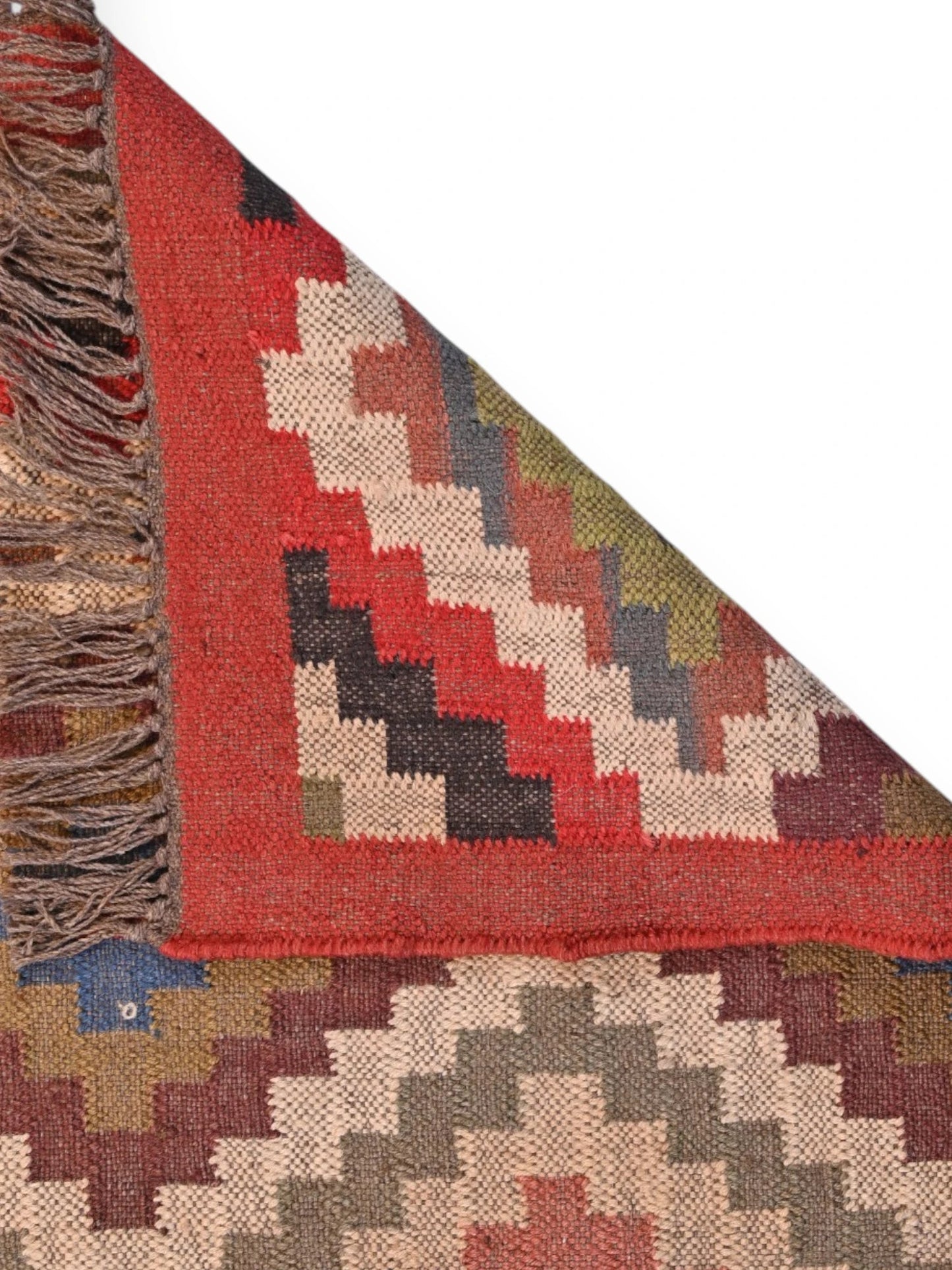 Detalle de alfombras kililm pasillo 75x120   multicolor necha a mano en fibras naturales