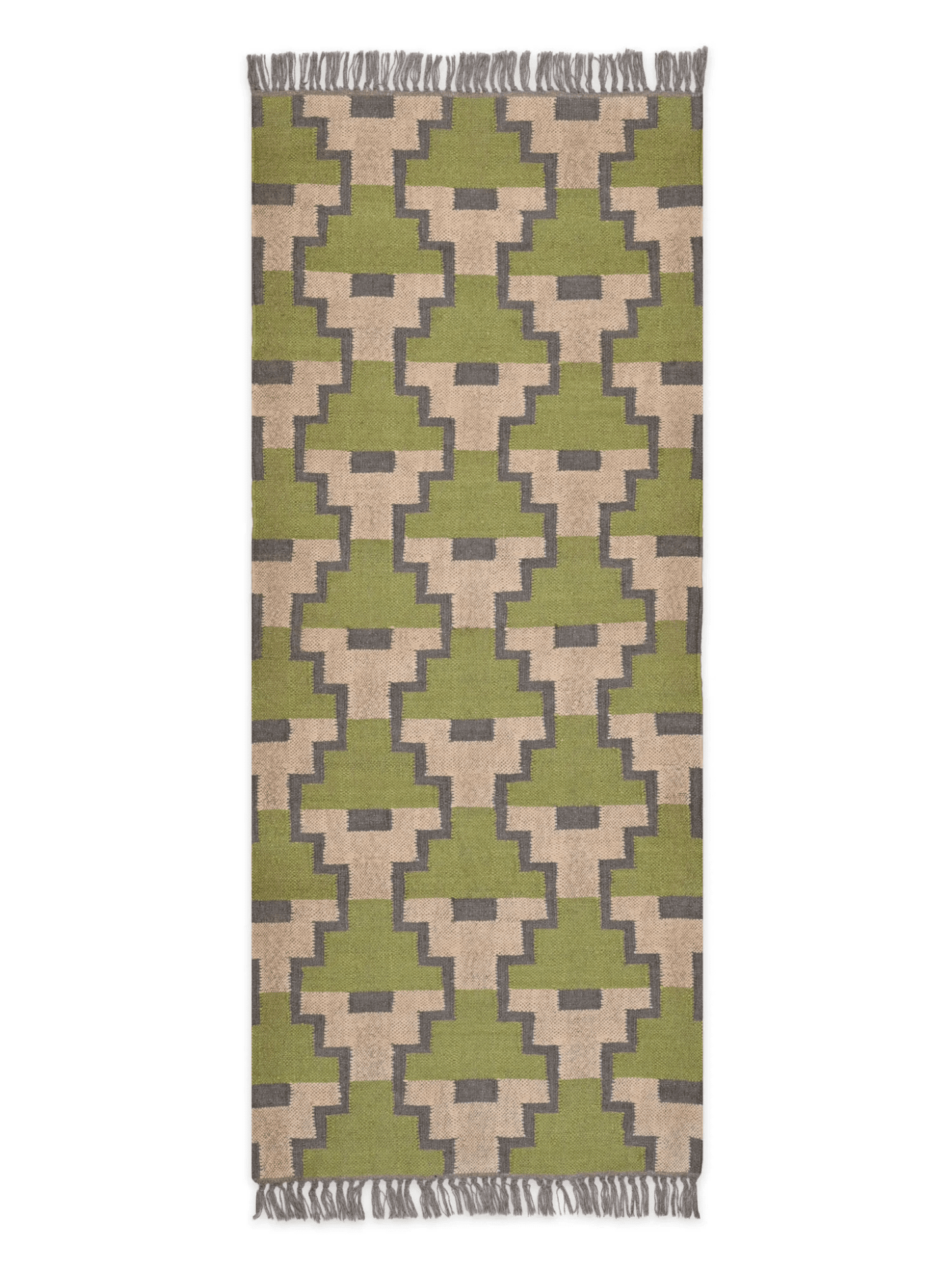 alfombras kililm pasillo 75x180 Verde y marrón necha a mano en fibras naturales

