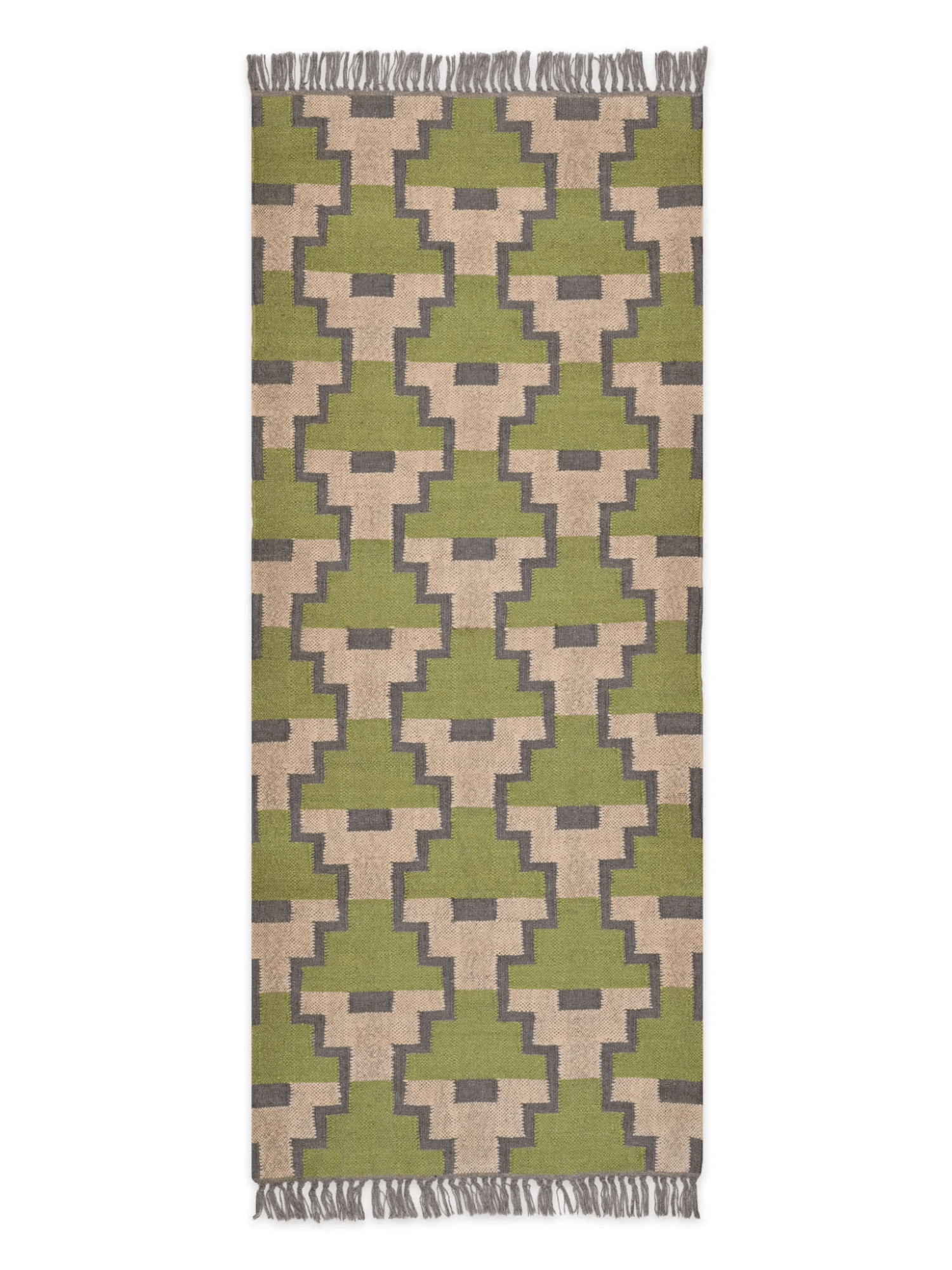 alfombras kililm pasillo 75x180 Verde y marrón necha a mano en fibras naturales

