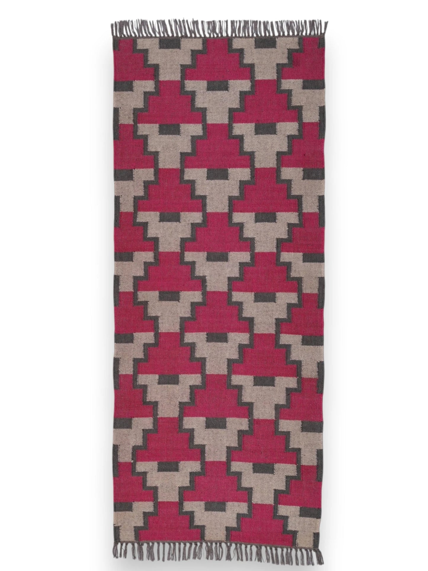 alfombras kilim pasillo 75x180 beige rojo hecha a mano en fibras naturales