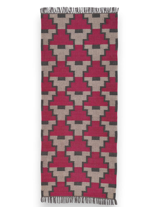 alfombras kilim pasillo 75x180 beige rojo hecha a mano en fibras naturales