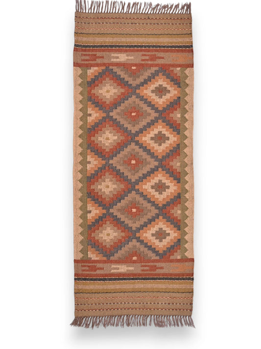 alfombras kililm pasillo 75x180 multicolor necha a mano en fibras naturales
