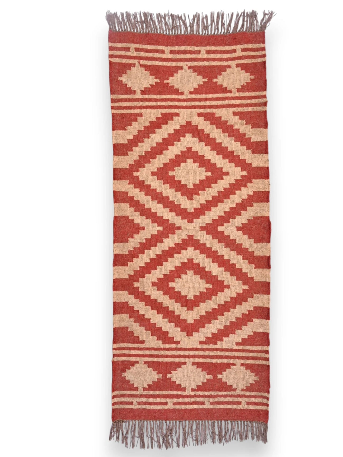 alfombras kililm pasillo 75x180 rojo necha a mano en fibras naturales