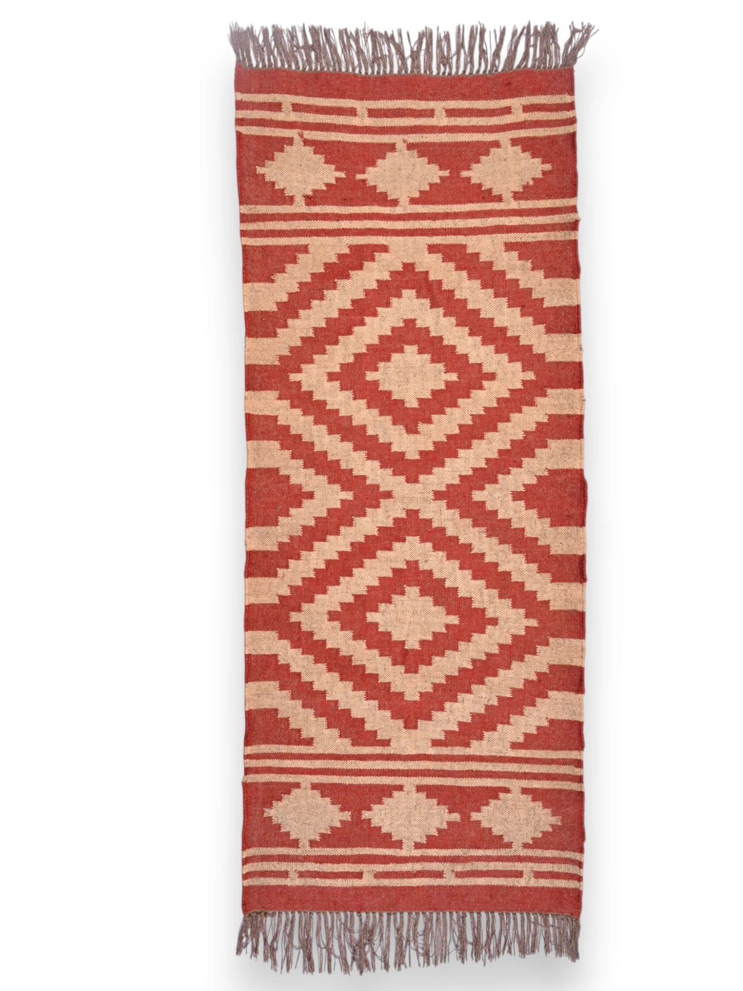 alfombras kililm pasillo 75x180 rojo necha a mano en fibras naturales