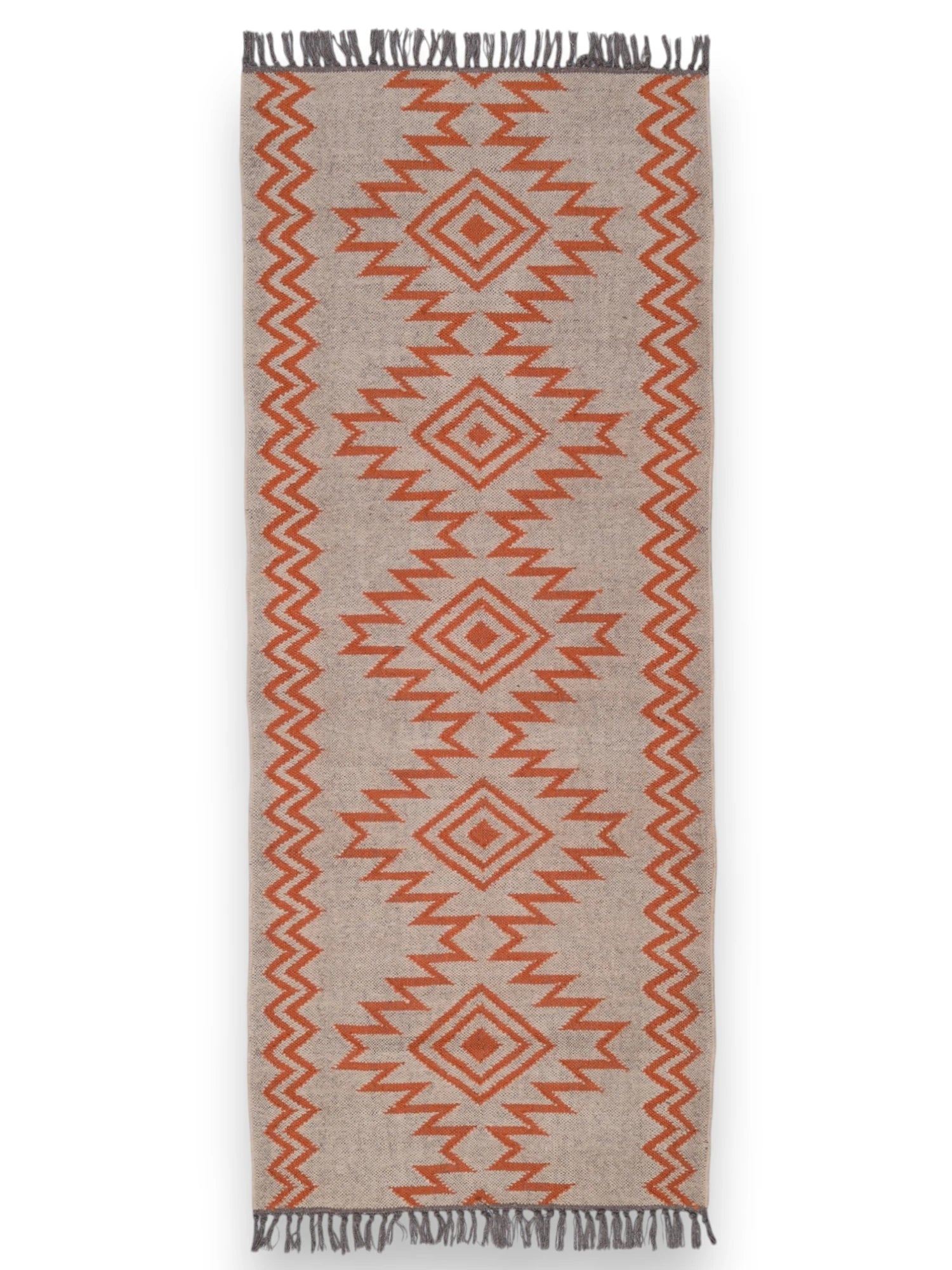 alfombras kilim pasillo 75x180 beige rojo hecha a mano en fibras naturales
