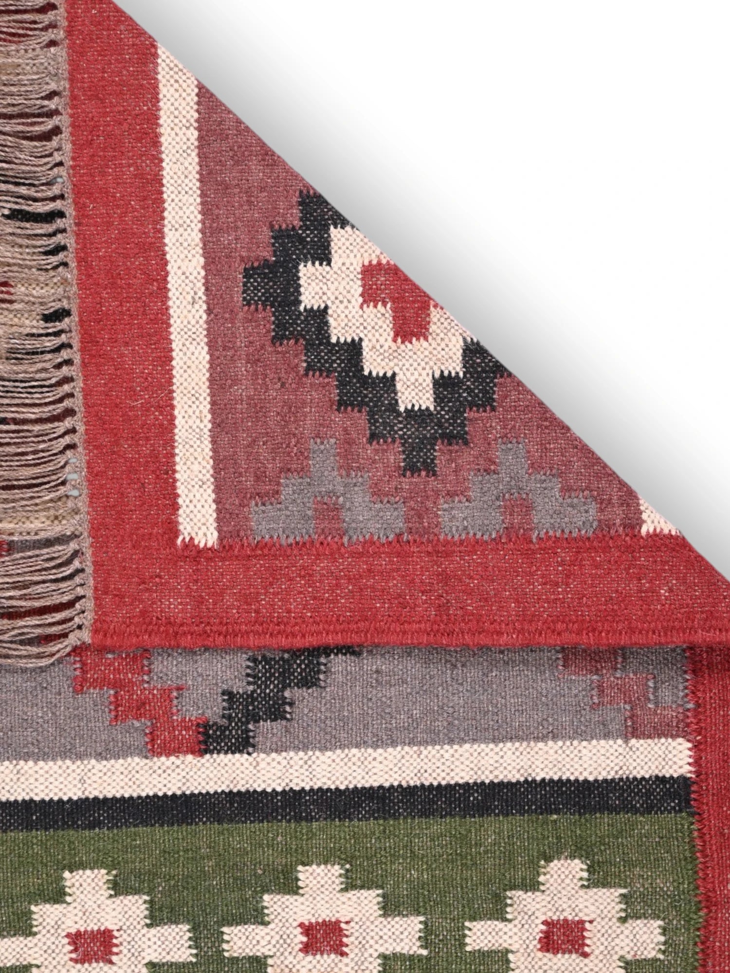 Detalle de alfombras kililm pasillo 75x240  multicolor necha a mano en fibras naturales