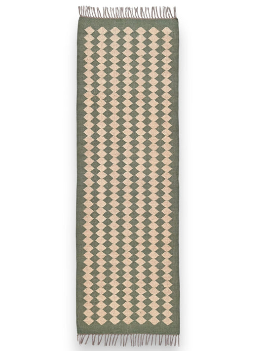 alfombras kililm pasillo 75x240 beige verde necha a mano en fibras naturales